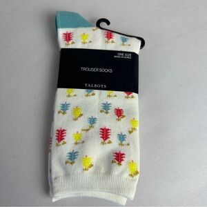 Talbots trousers socked holiday theme pine tree cotton blend one size New